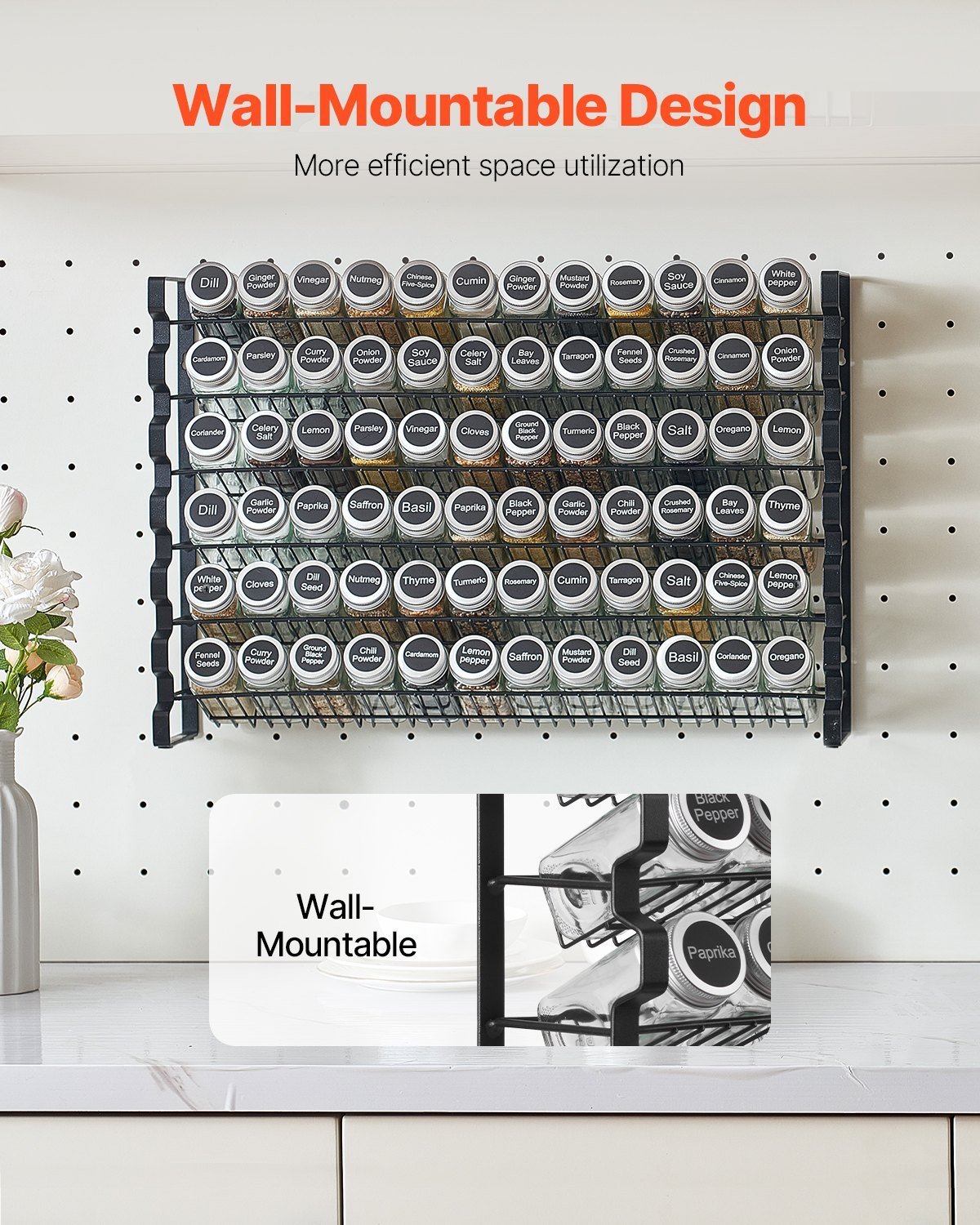 Spice Rack Organizer For Cabinet Seasoning Storage Set Wall Mounted 4 Pack - Image 5