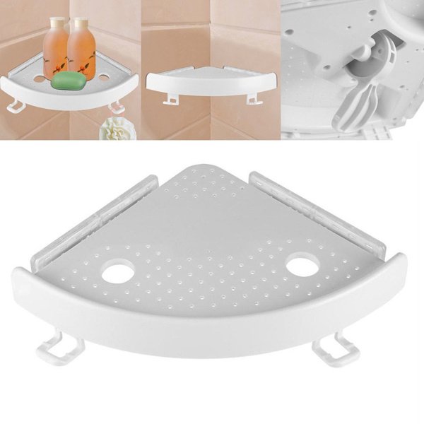 Bathroom Corner Shelf Organizer With Hooks, Easy To Install - Image 6