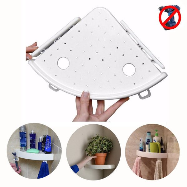 Bathroom Corner Shelf Organizer With Hooks, Easy To Install - Image 8