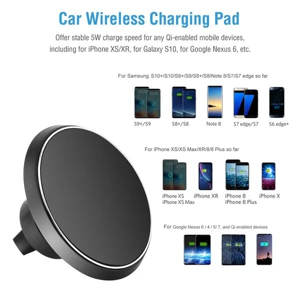 Qi Wireless Car Charger Magnetic Car Phone Charger 5W Charging Pad Air Vent Phone Mount Holder - Image 5
