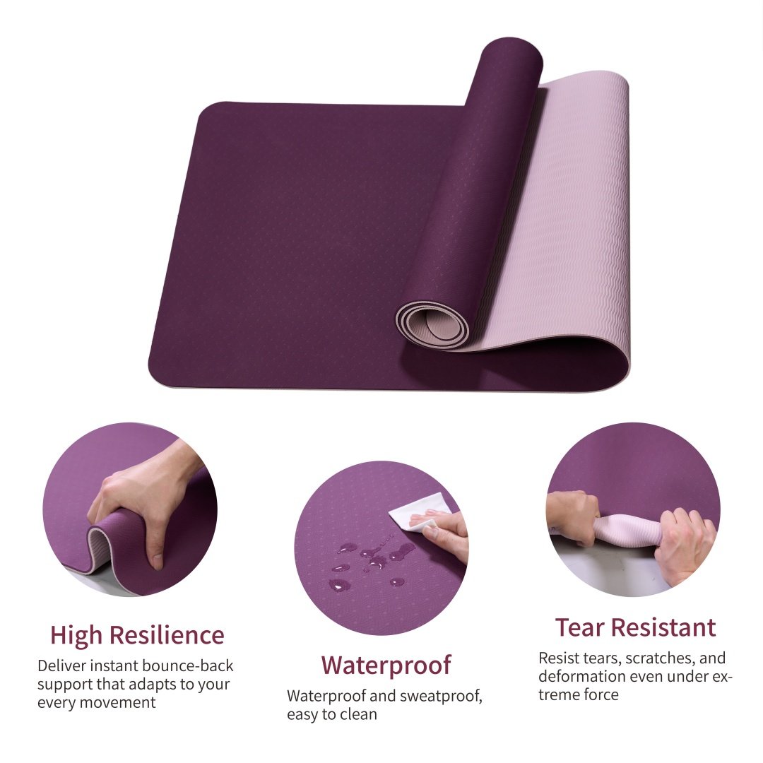 Yoga Mat, Exercise Yoga Mat With Non-Slip Design, Professional TPE Exericise Mat, 72X 24 Multi-Purpose Workout Mat For Women, Pilates Fitness And Floor Exercises - Image 3