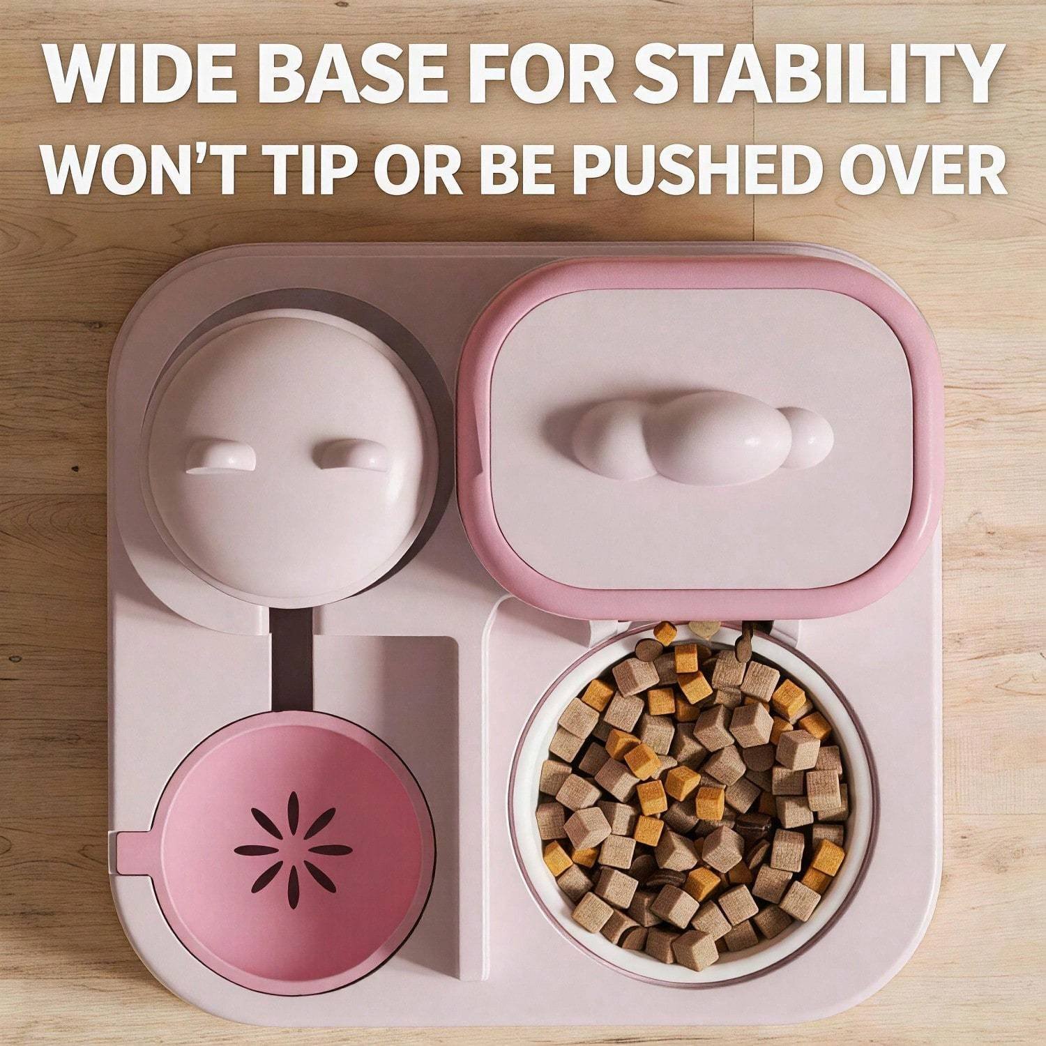 2 In 1 Automatic Pet Feeder And Water Dispenser, Large Capacity 2300ML Feeder & 1000ML Water Bowl, Gravity Refill Anti Spill Stable Pet Food Water Bowl For Cats Dogs, Yellow Pink Green Available - Image 6