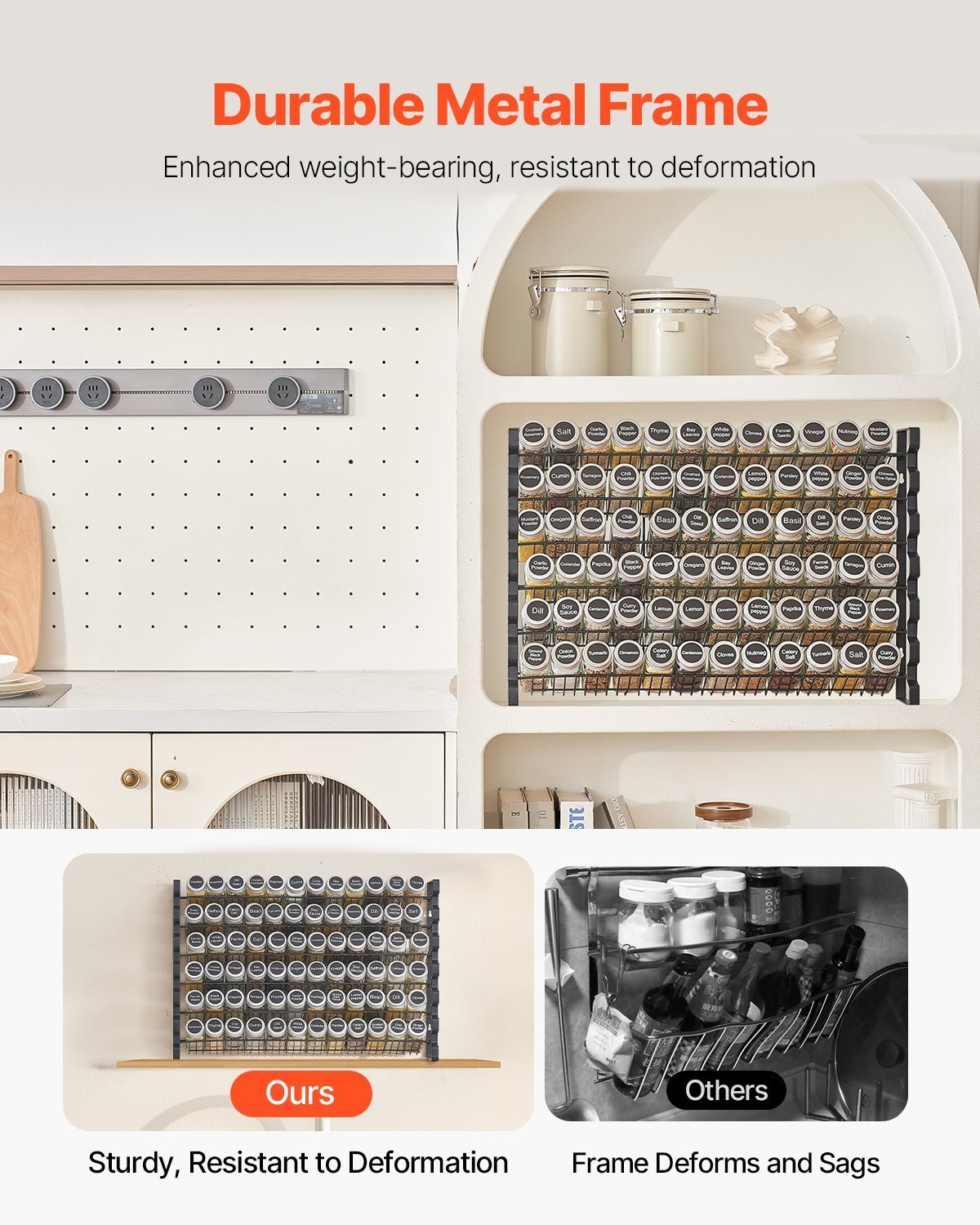Spice Rack Organizer For Cabinet Seasoning Storage Set Wall Mounted 4 Pack - Image 4