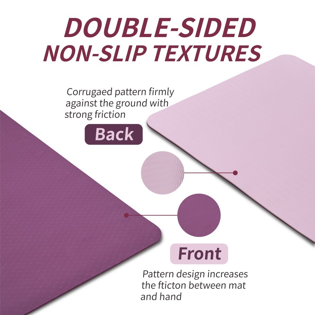 Yoga Mat, Exercise Yoga Mat With Non-Slip Design, Professional TPE Exericise Mat, 72X 24 Multi-Purpose Workout Mat For Women, Pilates Fitness And Floor Exercises - Image 4