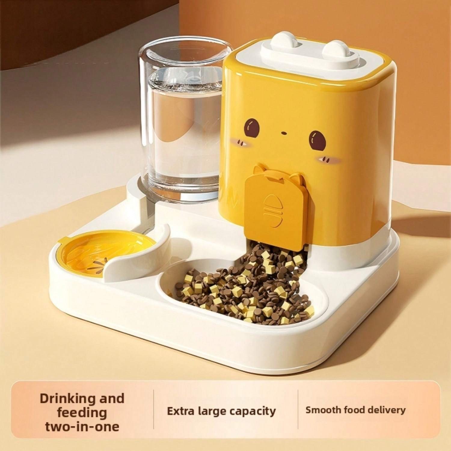 2 In 1 Automatic Pet Feeder And Water Dispenser, Large Capacity 2300ML Feeder & 1000ML Water Bowl, Gravity Refill Anti Spill Stable Pet Food Water Bowl For Cats Dogs, Yellow Pink Green Available - Image 10