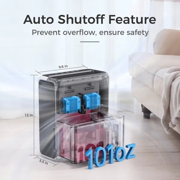 3L Dehumidifier, Electric Dehumidifier For 20m2 Home, Dual Peltier Technology, 30dB Ultra Quiet For Bedroom, Intelligent Defrost, 24H Timer - Image 2