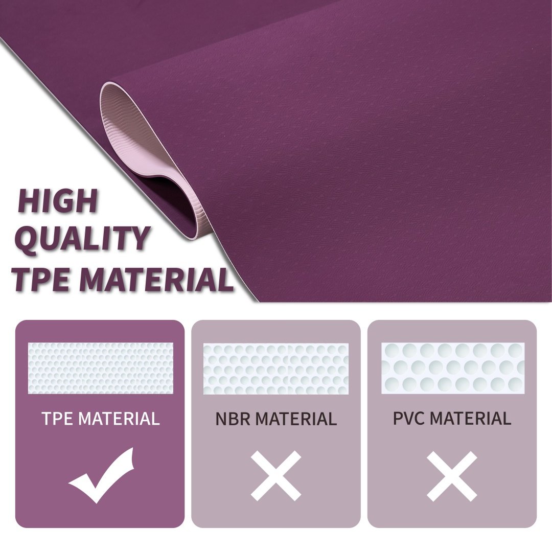 Yoga Mat, Exercise Yoga Mat With Non-Slip Design, Professional TPE Exericise Mat, 72X 24 Multi-Purpose Workout Mat For Women, Pilates Fitness And Floor Exercises - Image 2