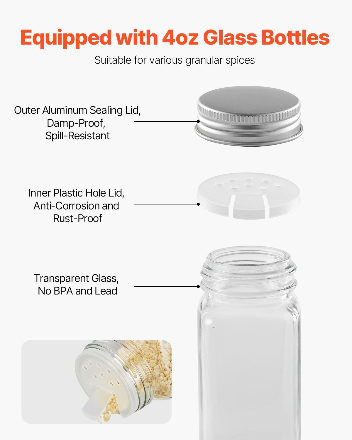 Spice Rack Organizer For Cabinet Seasoning Storage Set Wall Mounted 4 Pack - Image 2