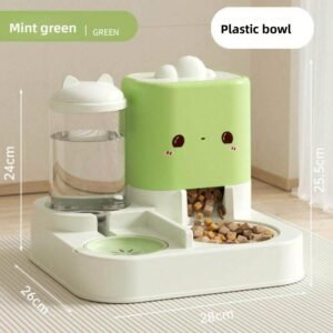 2 In 1 Automatic Pet Feeder And Water Dispenser, Large Capacity 2300ML Feeder & 1000ML Water Bowl, Gravity Refill Anti Spill Stable Pet Food Water Bowl For Cats Dogs, Yellow Pink Green Available