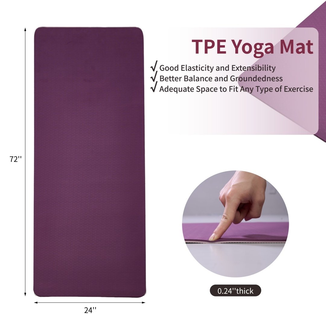 Yoga Mat, Exercise Yoga Mat With Non-Slip Design, Professional TPE Exericise Mat, 72X 24 Multi-Purpose Workout Mat For Women, Pilates Fitness And Floor Exercises - Image 7